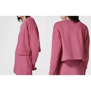 Sweaty Betty After Class Crop Long Sleeve Sweatshirt Pink Cozy Loungewear 12